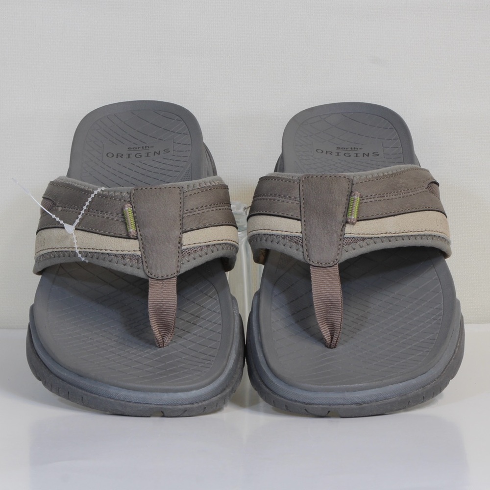 Earth Origins Men's Brown Tan & Grey Boyd Sport Flip Flop Sandal NWOT
